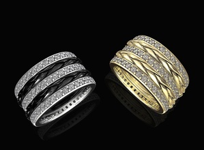 entrelazado banda anillo diamante 3d imprimible stl anillos platino oro plata compromiso boda joyería joya moda brillante mujer hombres 3d print model - Mito3D