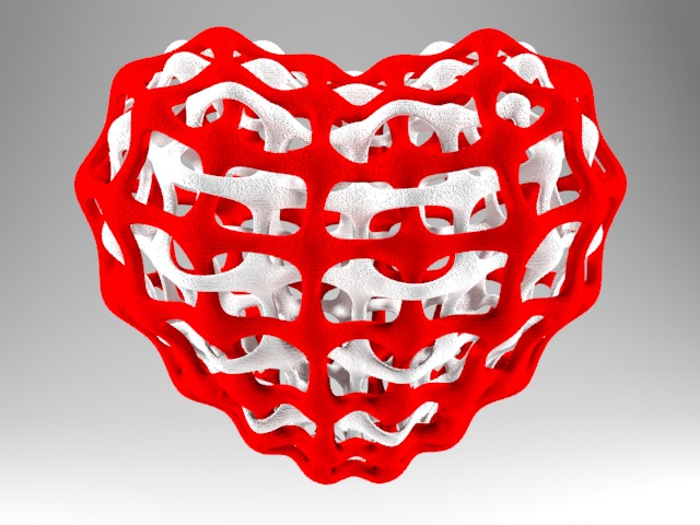 interlinked heart linked household valentine printing art mathematical 3D print model - Mito3D