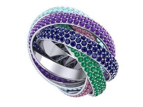 verriegelt Diamant Bands golden Silber Schmuck Ring Band Ringe 3d print model - Mito3D