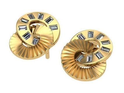 interlocked diamond golden earrings silver jewelry 3d print model - Mito3D