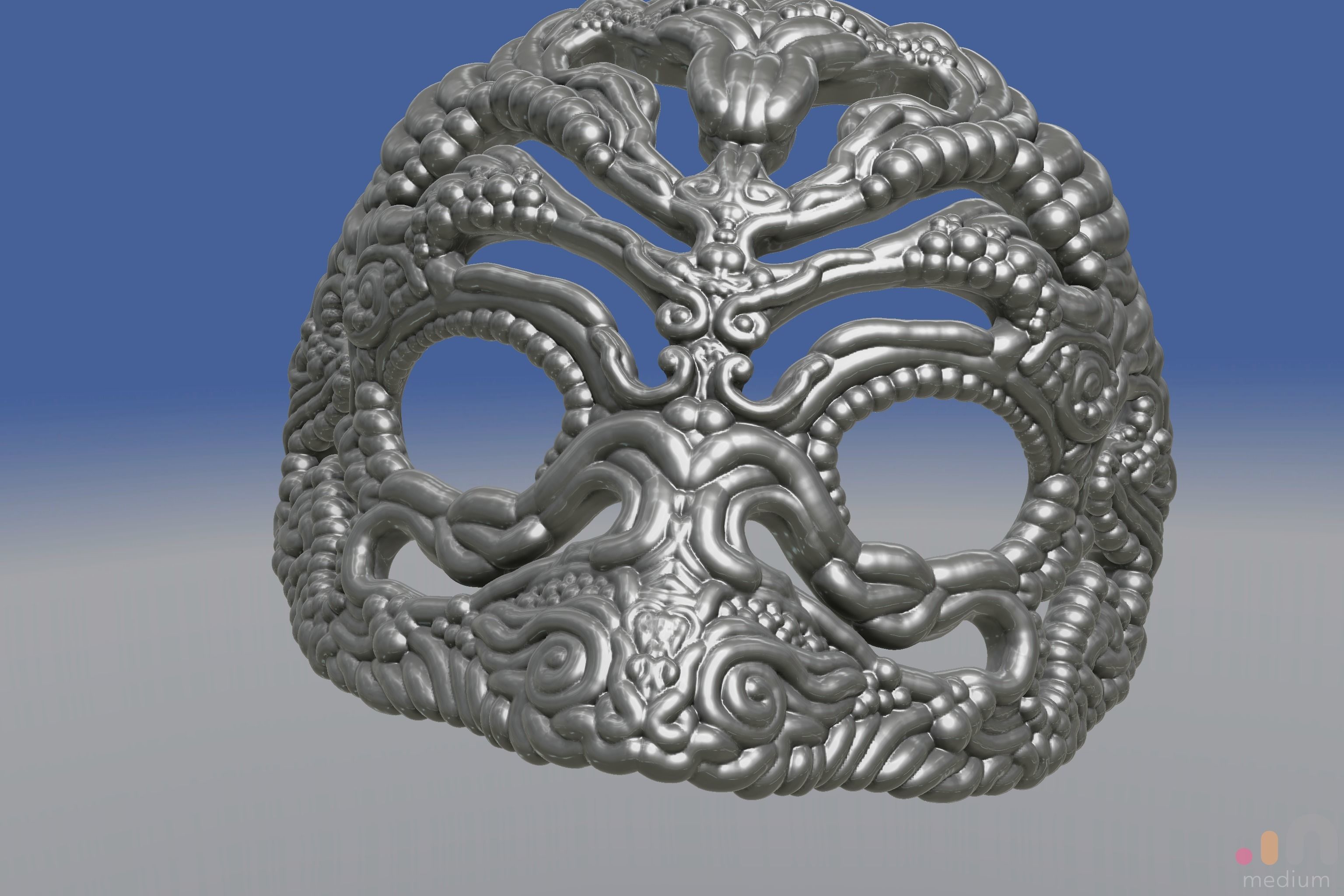 intrincados ver através de máscaras venezianas a moda máscara veneziano o dia das bruxas seethrough opera giger mexicano crânio biomecânica calavera açúcar outros 3D print model - Mito3D