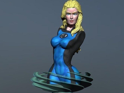 invisible woman bust - fantastic four invisble susan storm reed richards mr human torch thing marvel comics mcu avengers galactus silver surfer kang art sculptures 3d print model - Mito3D