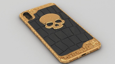 iphone x skull snake case gold details jewelry jewellery xs printable leather luxury body attachment phone dragon design fashion gadget 3d print model - Mito3D