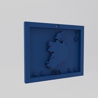 ireland eira harita 3d Yazdır model Europa 3dprint figürinler minyatürler duvar dekor Ulusal heykel anahtar Zincir Sanat plastik geometrik yazdırılabilir 3dprinting ülke dünya İrlanda ev 3d print model - Mito3D