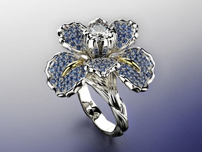 iris moda anillo 0004 cnc oro cabeza joyería joya platino impresión flor plata stl estilo prueba desafío joyero anillos bas alivio 3d print model - Mito3D