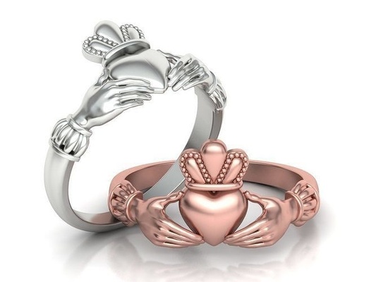 irisch keltisch claddagh ring druckbar 3dmodel jüdisch mode herz hände männer frauen design liebe usa kanada irland uk israel europa mexiko schmuck ringe 3d print model - Mito3D