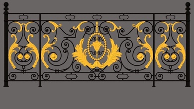 hierro balcón Arte Clásico patrón exterior lujo decoración diseño herrero ornamento barandilla occidental europeo modelo portón ornamental clásico incrustado menaje herraje 3d print model - Mito3D