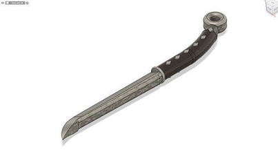 fer dague incurvé acier tranchant isolé couteau équipement lame arme coupe chevalier jeux jouets 3d print model - Mito3D