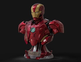 hierro hombre busto acero superhéroe rígido maravilla súper zbrush 3d impresión 3dprinting modelado cyborg robot juegos juguetes ciencia ficción 3d print model - Mito3D