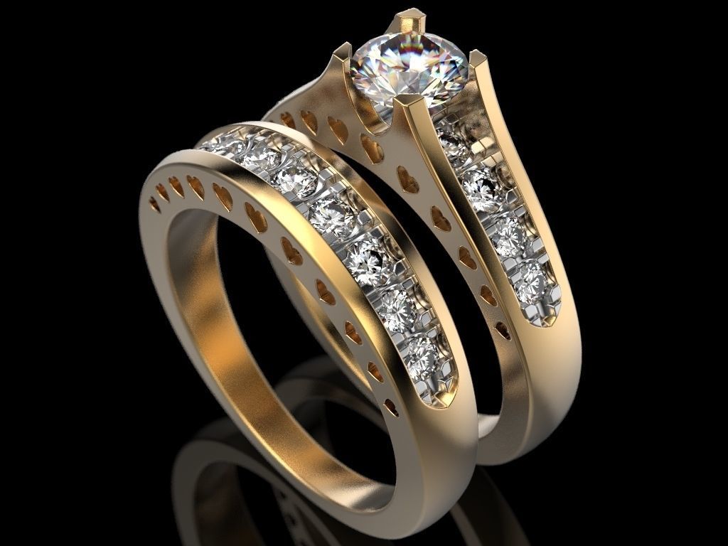 isabella nuptiale ensemble de la copie bijoux mariée d'impression 3dprinted imprimable les anneaux conception l'anneau joyau or mode printabl l'impression le prototypage mariage 3D print model - Mito3D