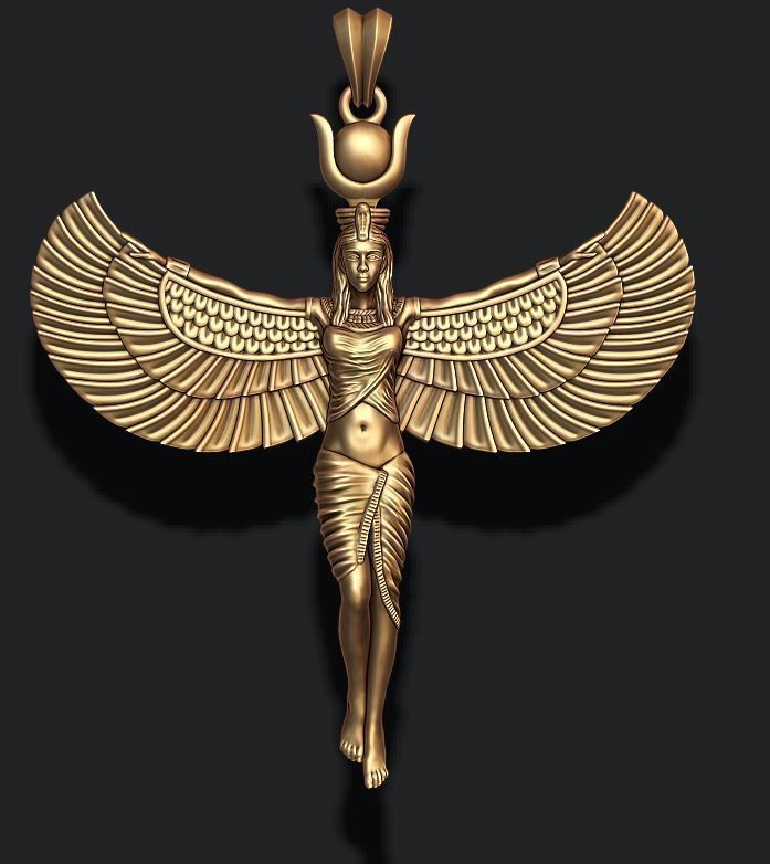 isis pendant ancient apparel culture egypt egyptian god goddess gold jewel jewellery jewelry necklace pharaoh pyramid religion religiou silver wing pendants 3D print model - Mito3D