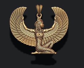 isis pendant ancient gold jewelry religion goddess apparel egypt egyptian jewel jewellery necklace religiou object god pharaoh culture mythology pyramid wing pendants 3d print model - Mito3D