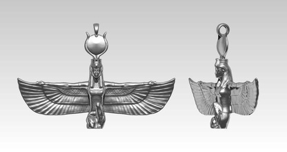 isis pendant detailed realistic ancient apparel culture egypt egyptian god goddess gold jewel jewellery jewelry necklace pendants pharaoh pyramid religion religiou silver wing 3d print model - Mito3D