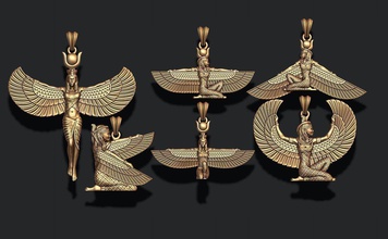 isis kolye paketlemek antik kültür mısır mısırlı tanrı tanrıça altın mücevher takı firavun piramit din dindar gümüş kanat 3d print model - Mito3D