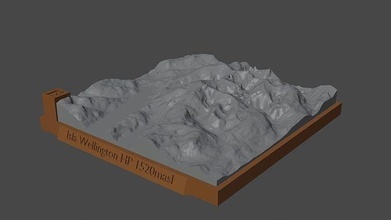 isla Wellington hp montagna paesaggio vulcano terreno ambiente natura fotogrammetria elevazione dem scienza 3d print model - Mito3D