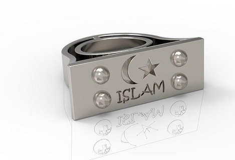 Islam Diamant Ring glasiert zeitgenössisch Kunst leuchten Luxus islamisch Ramadan Silber Gold Juwel Schmuck Ringe 3d print model - Mito3D