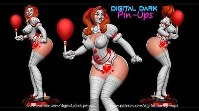 it-girl pennywise nsfw version halloween sculpture girl sexy woman scary character statue clown art sculptures games toys 3d print model - Mito3D