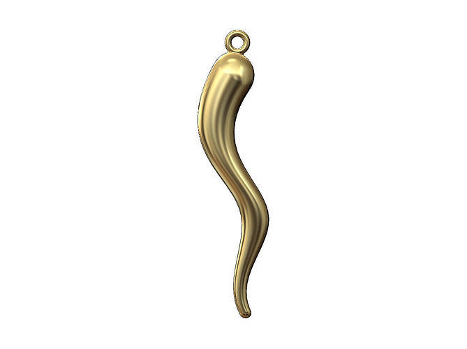 Italienisch Horn Anhänger Charme Schmuck druckbar Gold Silber Mode Zubehör Sterling Armband Halskette vintag 3D print model - Mito3D