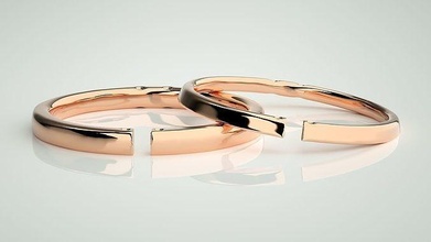 Italienisch Licht wt einfach Gold Paar Band Ring 3dm stl Hochzeit Engagement Schmuck druckbar Diamant Ringe Bands Braut Bräutigam 3d print model - Mito3D