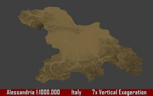 italy 3d map alessandria provice 1 1000000 topography geography model print province hobby diy 3d print model - Mito3D