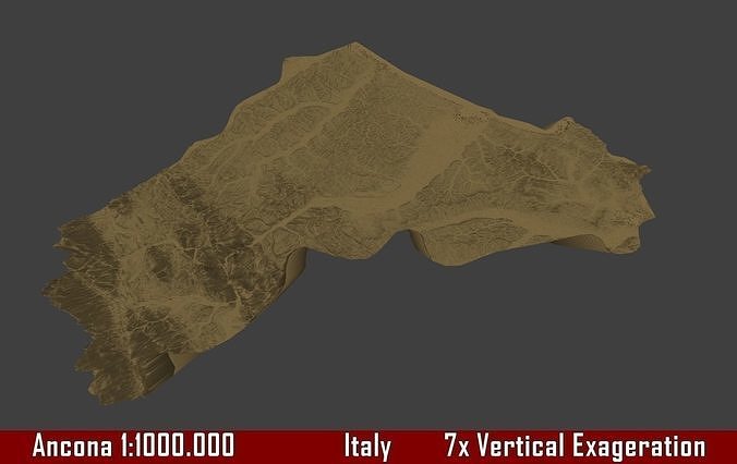 Italie 3d carte ancône fournir 1 1000000 topographie géographie modèle impression Province loisir DIY 3D print model - Mito3D