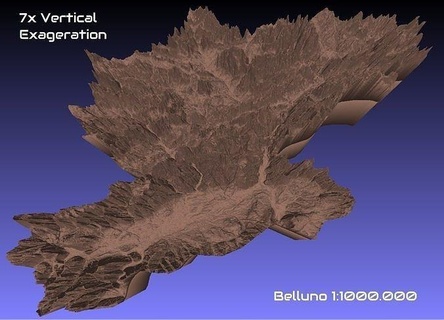 italy 3d map belluno provice 1 1000000 topography geography 3d map model print italy province belluno hobby diy hobby diy  3d print model - Mito3D