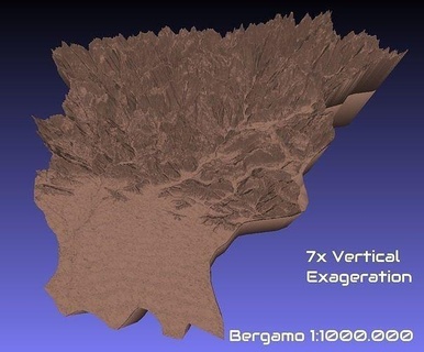 Italia 3d carta geografica bergamo provincia 1 1000000 topografia geografia modello Stampa Provincia passatempo Fai 3d print model - Mito3D