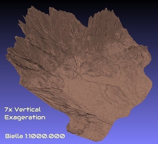 italy 3d map biella provice 1 1000000 topography geography model print province hobby diy 3D print model - Mito3D