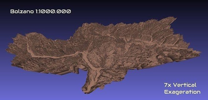 italy 3d map bolzano provice 1 1000000 topography geography model print province hobby diy 3d print model - Mito3D