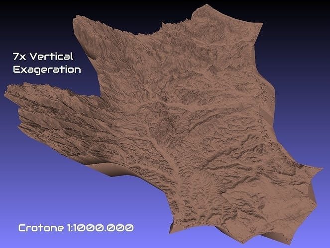 italy 3d map crotone provice 1 1000000 topography geography model print province hobby diy 3D print model - Mito3D