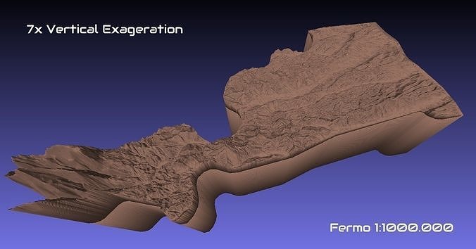 Italia 3d carta geografica fermo provincia 1 1000000 topografia geografia modello Stampa Provincia passatempo Fai 3D print model - Mito3D