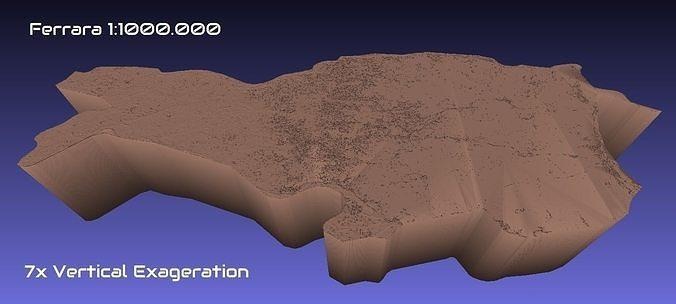 italy 3d map ferrara provice 1 1000000 topography geography model print province hobby diy 3d print model - Mito3D