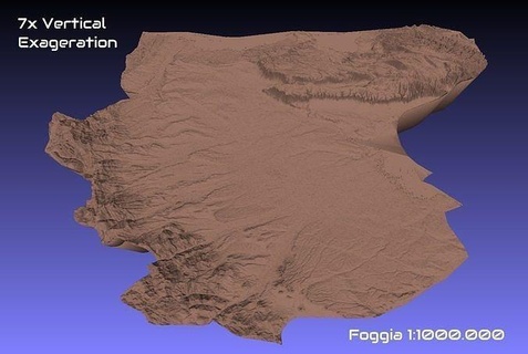 italy 3d map foggia provice 1 1000000 topography geography model print province hobby diy 3d print model - Mito3D