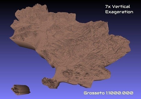 italy 3d map grosseto provice 1 1000000 topography geography model print province hobby diy 3d print model - Mito3D