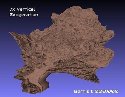italy 3d map isernia provice 1 1000000 topography geography model print province hobby diy 3d print model - Mito3D