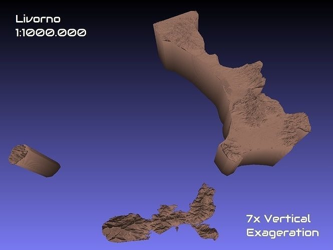 Italien 3d Karte Livorno Provinz 1 1000000 Topographie Geographie Modell drucken Hobby DIY 3D print model - Mito3D
