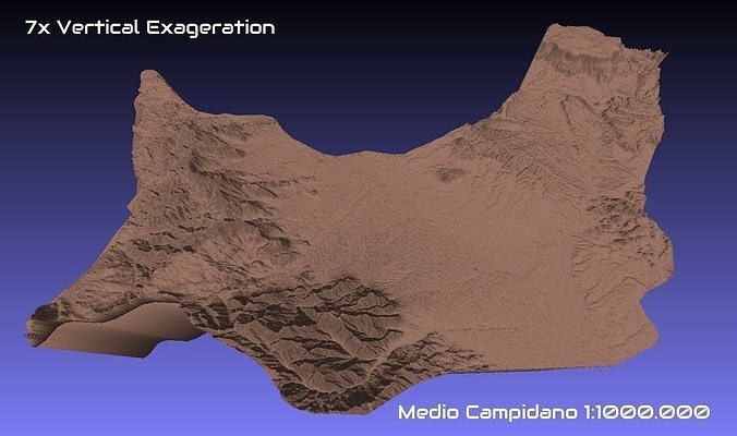 Itália 3d mapa médio Campidano província 1 1000000 topografia geografia modelo impressão passatempo faça 3D print model - Mito3D