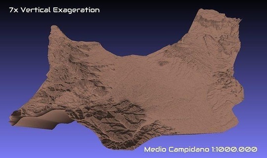 Italien 3d Karte medio campidano Provinz 1 1000000 Topographie Geographie Modell drucken Hobby DIY 3d print model - Mito3D