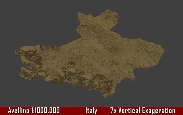 italy 3d map of avellino provice 1 to 1000000 topography geography model print province hobby diy 3d print model - Mito3D