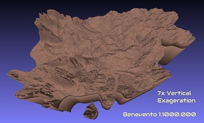 italy 3d map of benevento provice 1 to 1000000 topography geography model print province hobby diy 3d print model - Mito3D