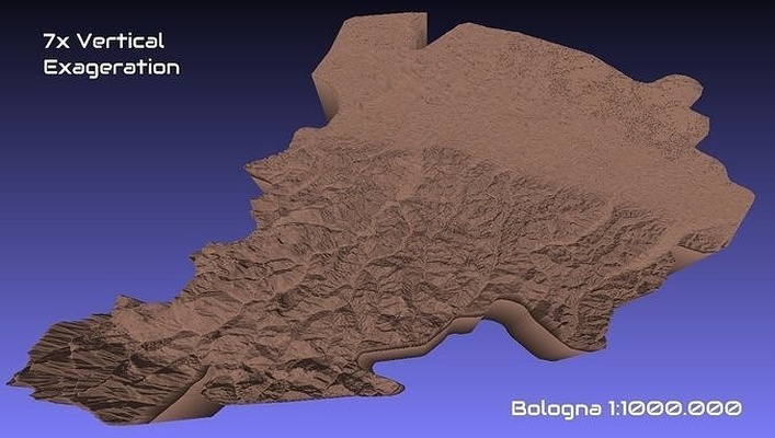 italy 3d map of bologna provice 1 to 1000000 topography geography model print province hobby diy 3d print model - Mito3D