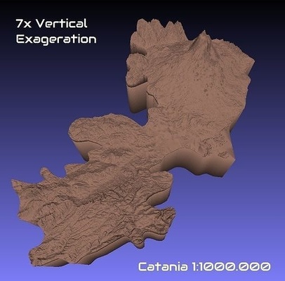 italy 3d map of catania provice 1 to 1000000 topography geography model print province hobby diy 3d print model - Mito3D