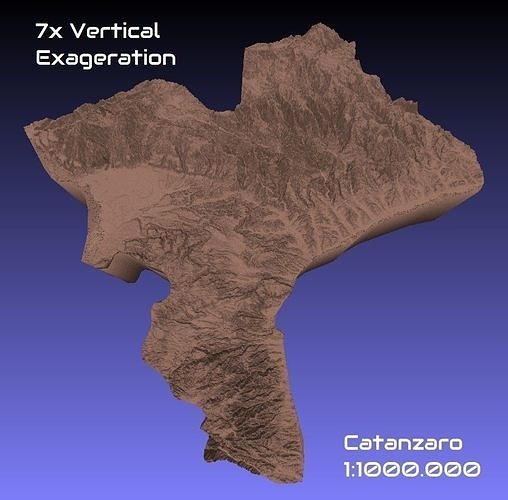 italia 3d mapa of catanzaro provincia 1 to 1000000 topografía geografía modelo impresión pasatiempo bricolaje diy 3D print model - Mito3D