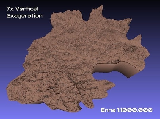 italy 3d map of enna provice 1 to 1000000 topography geography model print province hobby diy 3d print model - Mito3D