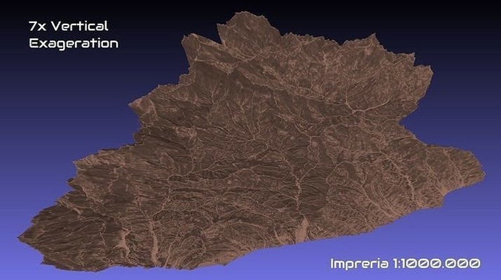 italy 3d map of imperia provice 1 to 1000000 topography geography model print province hobby diy 3d print model - Mito3D