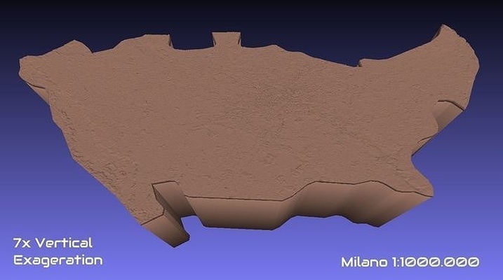 italy 3d map of milano provice 1 to 1000000 topography geography model print province hobby diy 3d print model - Mito3D