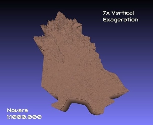 italien 3d karte of novara provinz 1 to 1000000 topographie geographie modell drucken hobby diy 3d print model - Mito3D