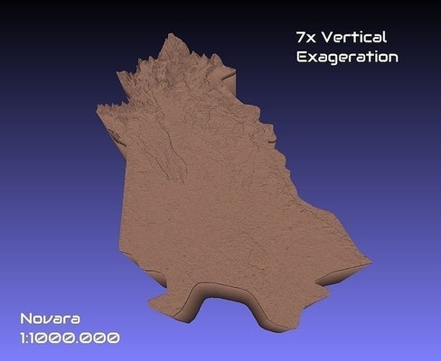 italy 3d map of novara provice 1 to 1000000 topography geography model print province hobby diy 3d print model - Mito3D