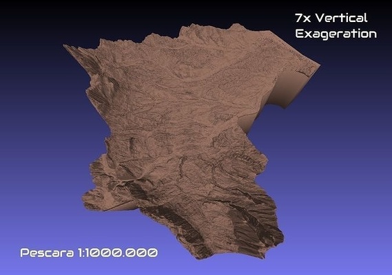 italien 3d karte of pescara provinz 1 to 1000000 topographie geographie modell drucken hobby diy 3d print model - Mito3D