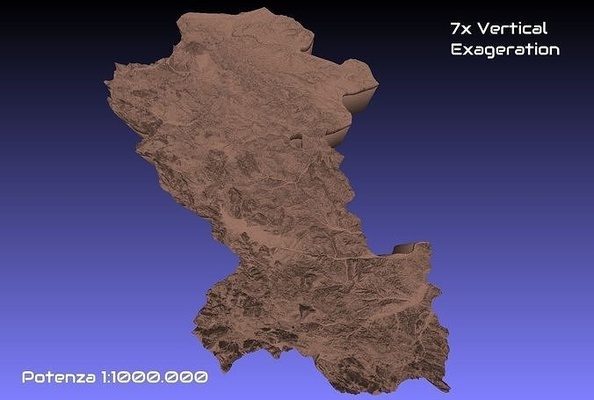 italy 3d map of potenza provice 1 to 1000000 topography geography model print province hobby diy 3d print model - Mito3D